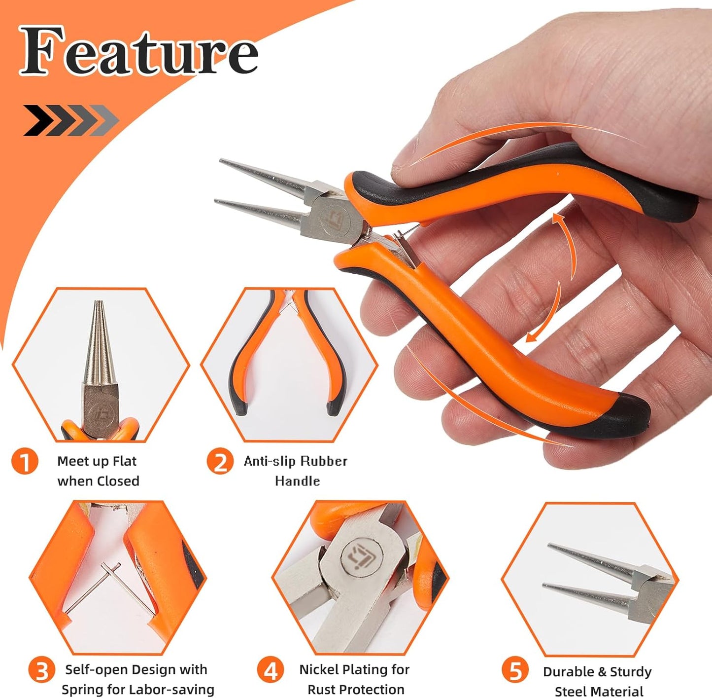 6PCS Jewelry Pliers Set with Acrylic Pallet, Needle Nose Pliers, Wire Cutters, Nylon Jaw Pliers etc. Jewelry Making Kit Tools for DIY Jewelry Repair, Wire Wrapping, Beading and Earring Crafts