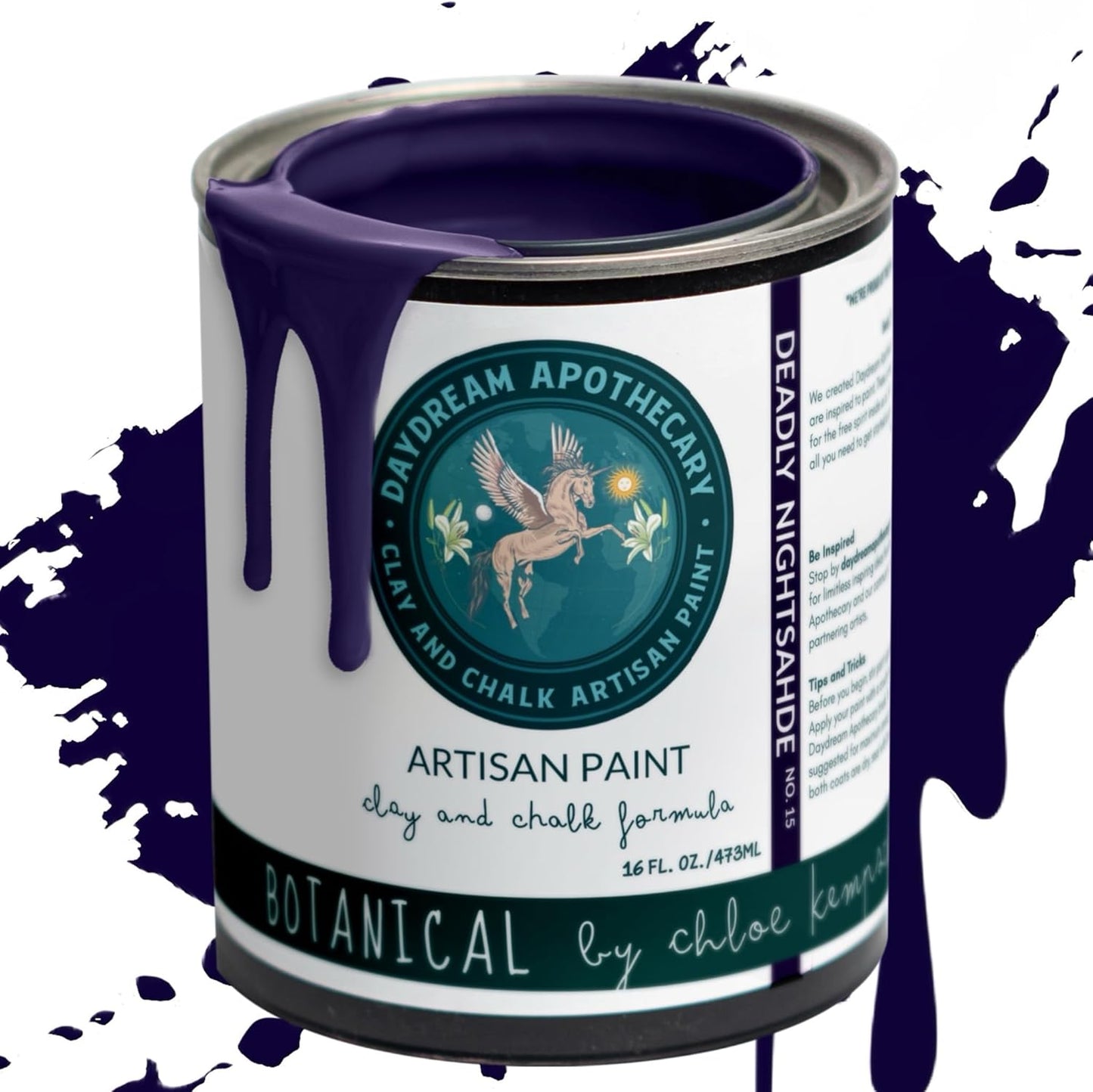 Daydream Apothecary Premium Chalk Style Paint for Furniture, Home Décor, Wood, DIY Interior Projects, Quick Dry, No Prep or Prime Needed, Matte Dark Blue - 16oz