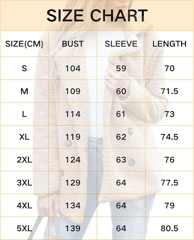 Women's Winter Warm Plush Cardigan Fuzzy Fleece Lapel Jacket with Buttons Pockets Long Sleeve Casual Outerwear