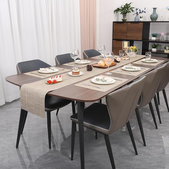 Myir JUN Table Runner, Vinyl Table Runner Indoor 72 Inch Long Arbitrarily Cropped Runner for Table Heatproof for Home Party (Beige, 15 x 72 inch)