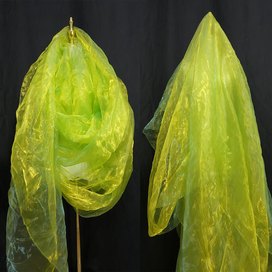 Two-Tone Iridescent Holographic Organza Fabric - 5.5 Yards | Lightweight Sheer Gauze Voile Tulle | for Dresses, Party Decor, DIY Crafts, Shiny Backdrops(Shimmery Light Green-Yellow)