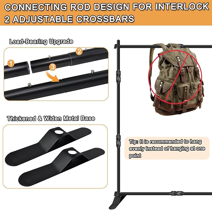 iElyiEsy Backdrop Banner Stand, 10x8FT Heavy Duty Adjustable Step and Repeat Stand with Carrying Bag for Parties Photo Booth Trade Show
