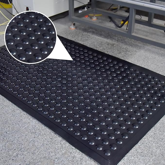 Black Rubber Bubble Anti-Fatigue Workplace Mat, Non-Slip Comfort Standing Floor Mat – Indoor, Outdoor, Garage, Workshop, Kitchen (36"x60" 2Pack)