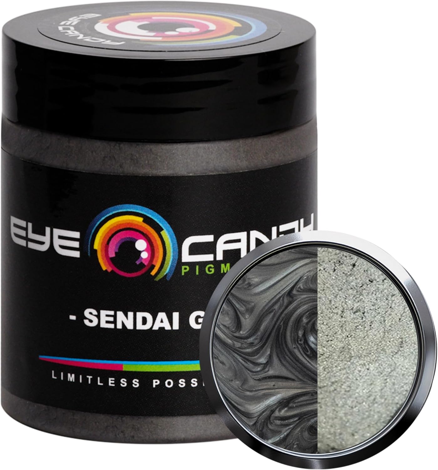 Eye Candy Pigments Premium Grey Mica Powder - Sendai Grey (25gr) - for Epoxy, Resin, Soap, Paint, Woodworking, Acrylic Pouring, Bath Bombs, Fishing Lures - DIY Arts and Crafts Additive