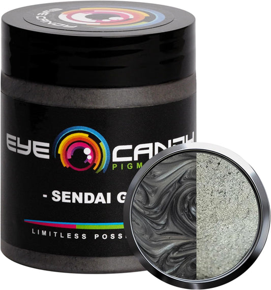 Eye Candy Pigments Premium Grey Mica Powder - Sendai Grey (25gr) - for Epoxy, Resin, Soap, Paint, Woodworking, Acrylic Pouring, Bath Bombs, Fishing Lures - DIY Arts and Crafts Additive