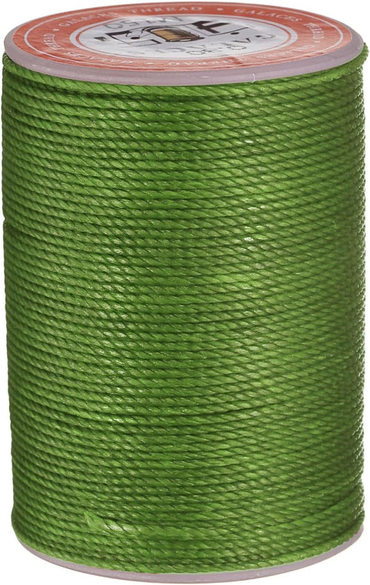 uxcell Round Leather Sewing Waxed Thread, 55m / 60 Yards Wax Polyester String, 0.8mm Waxed Stitching Cord for Leather Crafts, Bookbinding, Bracelets Braided, Grass Green