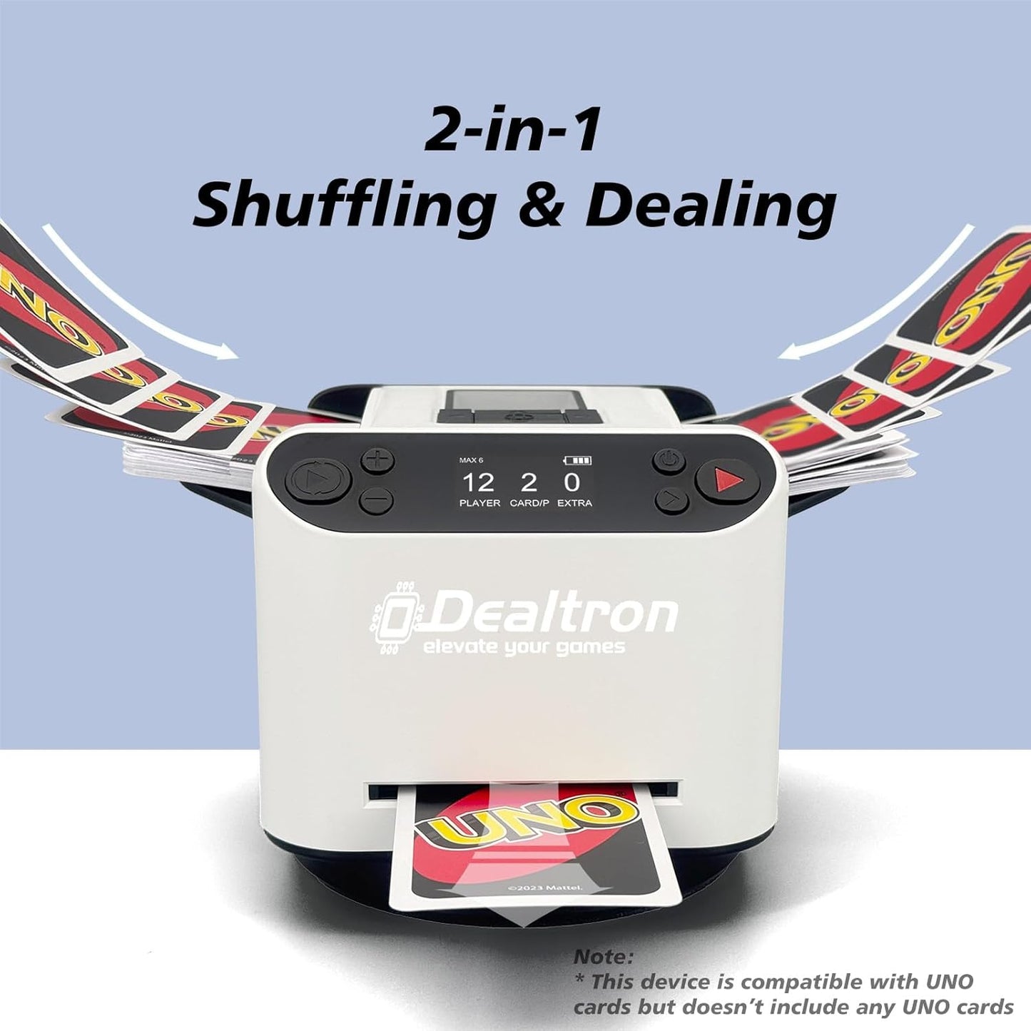 All-in-One Automatic Card Shuffler and Dealer,with 4 Remotes,Programmable Dealer,Card Shuffler 2 Deck,360° Rotation,Ultra Quiet,Rechargeable,up to 12 Players,for All Card Games (Pearl White)