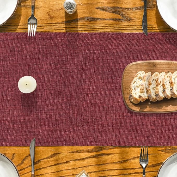 Artoid Mode Dark Red Table Runner, Seasonal Christmas Valentine's Washable Kitchen Dining Table Decoration for Home Party Decor 13x72 Inch