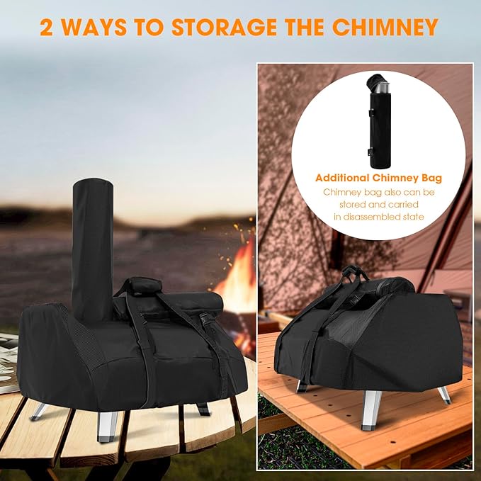 Carry Cover for Ooni Karu 16 and Karu 2 Pro Pizza Oven, Waterproof Pizza Oven Cover with Chimney Bag for Outdoor, Heavy Duty Portable Outside Dust Pizza Oven Accessories with Adjustable Buckle Straps