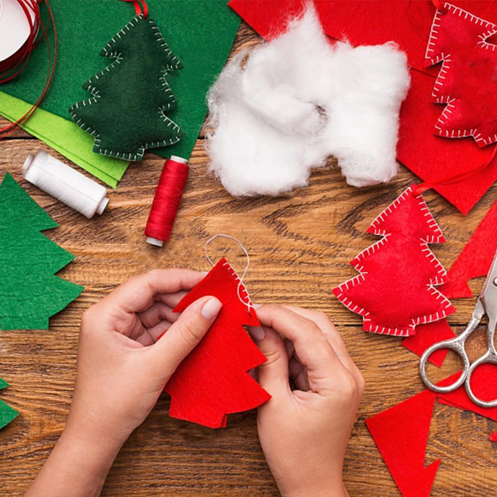 24 Pcs Felt Sheets for Crafts, 8 X 12 Inch Christmas Red Yellow White Fabric, 1mm Thick A4 Stiff Sheets for Patchwork