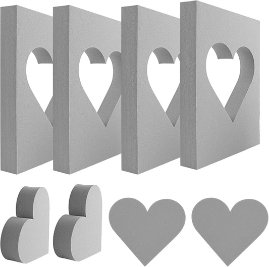 BAOFALI 4 Pcs Heart Cut Stamping Foam Grey Moldable Foam Stamps Plastic Dry Foam Stamp Pad Cut and Dry Foam Stamping Foam Block for Sculpture, Modeling, DIY Arts and Handicrafts Projects