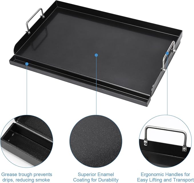 Universal Griddle Plate for Gas Grill – Premium Ceramic Coating Cooking Griddle for Gas Stove/Charcoal/Electric, 25x16 Inches, Flat Top Plate Insert for Outdoor Grill