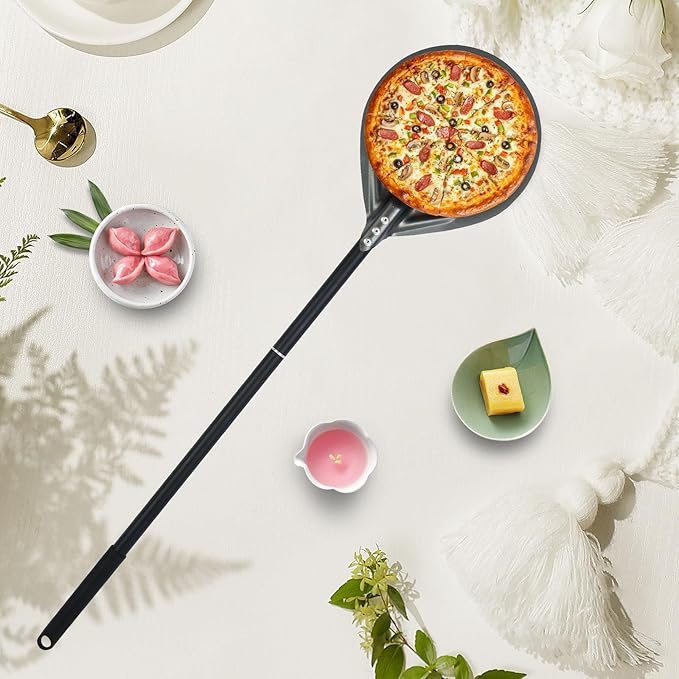 Perforated Pizza Peels 6 INCH pizza spatula paddle Long Handle Metal Pizza Spatula for Indoor and Outdoor (6 inch bundle)
