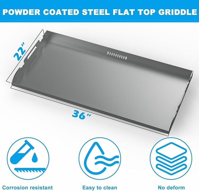 Flat Top Griddle Insert for Blackstone 36 Inch Griddle Powder Coated Steel Cooking Plate with Rear Grease System for Blackstone 1565 1554 1560 1803 1818 1825 1836