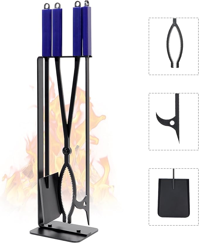 28" Firewood Tongs Log Grabber for Thick Logs Outdoor Indoor Camfire Firepit Bonfire Fireplace Tongs Heavy Duty Wrought Rustproof Safely Moves Firewood