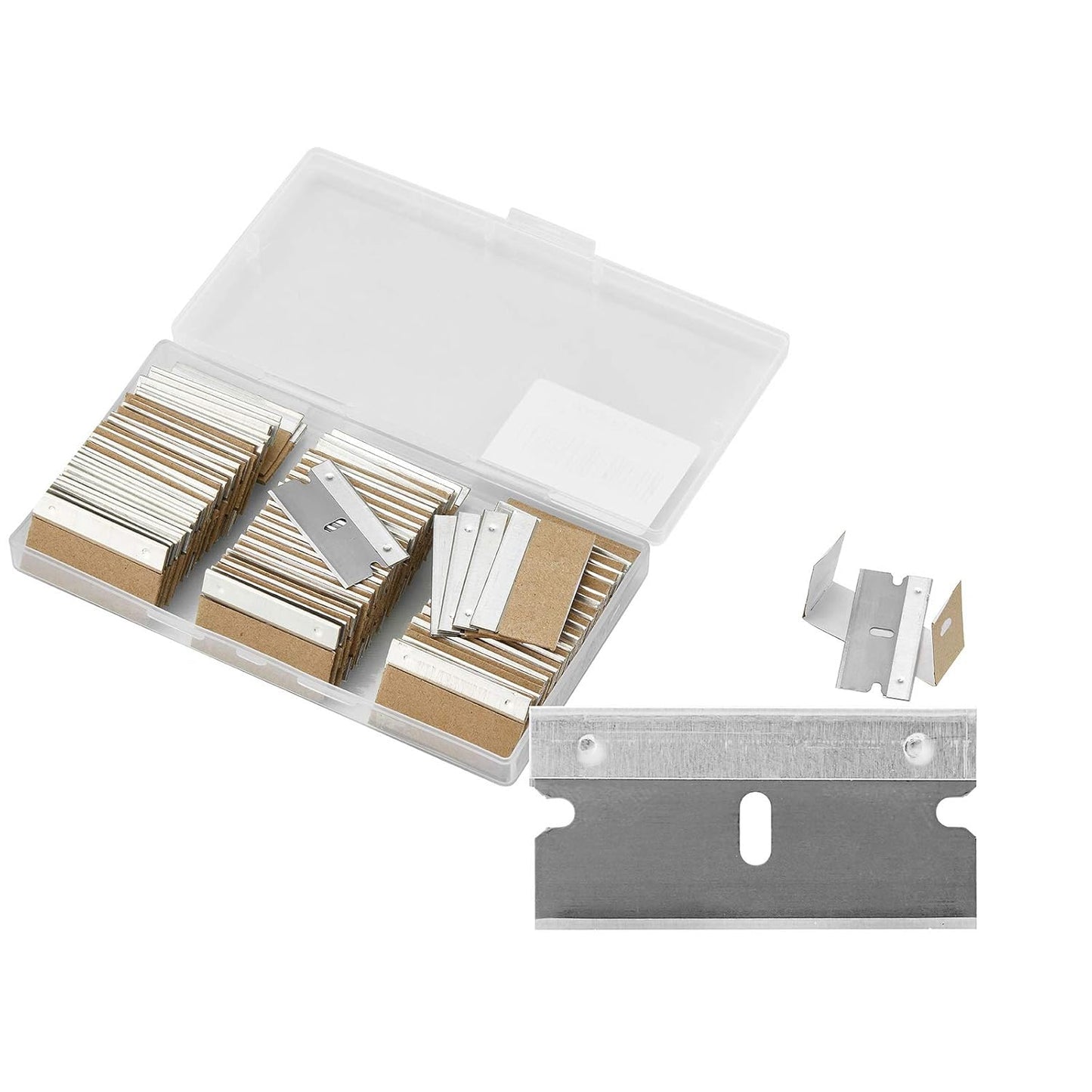 WEGAZ-100PCS Single Edge Razor Blades,Industrial Safety Razor Blades,Individually Packed, Used for Scrapers and Cutting Tools