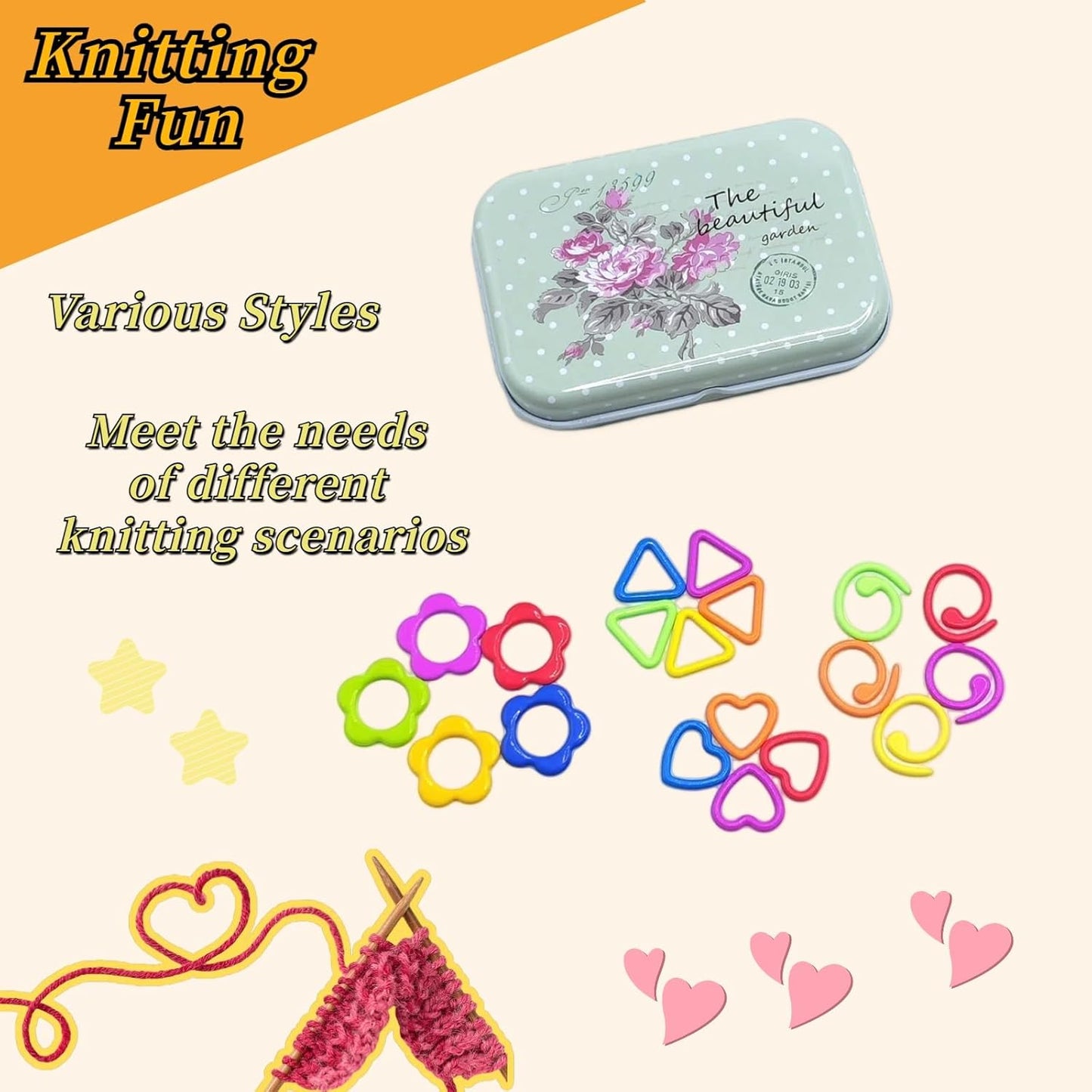 Metal Flower Stitch Markers,Colorful Crochet Stitch Markers,Knitting Stitch Markers with Storage Case,Crochet Gift for Knitting Weaving Lovers (Flower)