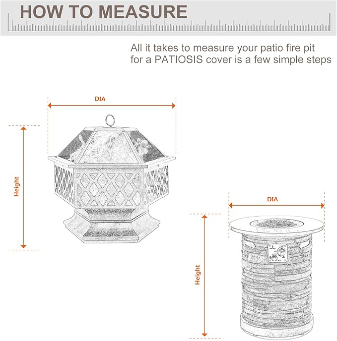 Grey Round Firepit Table Cover 32''Dia Waterproof Outoor Patio Gas Fire Bowl Cover 600D All Weather Resistant Fire Pit Covers Round