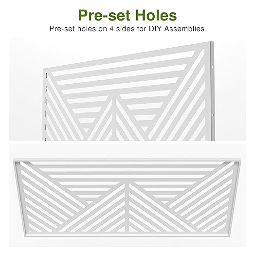 Casaphoria 72" H x 47" W Metal Outdoor Privacy Screen, Freestanding Decorative Divider for Patio, Deck, Balcony, and Garden with Stable Base, White Zodiac