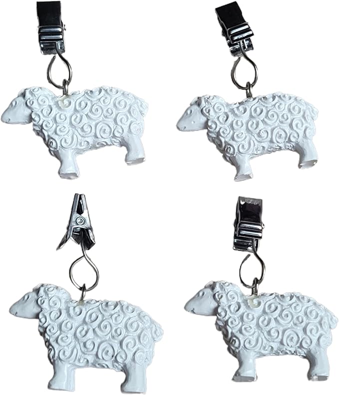 TwoFish Home Set of 4 Sheep Resin Tablecloth Weights Clips Sheep Handicraft Tablecloth Clamps Pack of 4