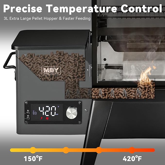Vertical Electric Pellet Smoker with Cover & Meat Probe, 4-Rack Digital BBQ Electric Smokers, 616 Sq.in, LED Temperature Control, Ribs, Brisket, Chicken