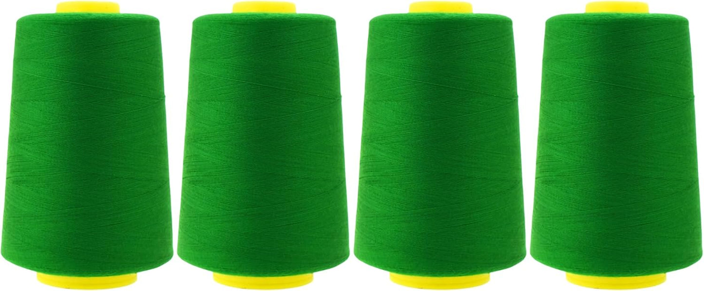 Mandala Crafts 4 Pack of Serger Threads Cones Spools - 40S/2 24000 Yards Polyester Dark Green Threads for Sergers Machine and Overlock Quilting Sewing Machine