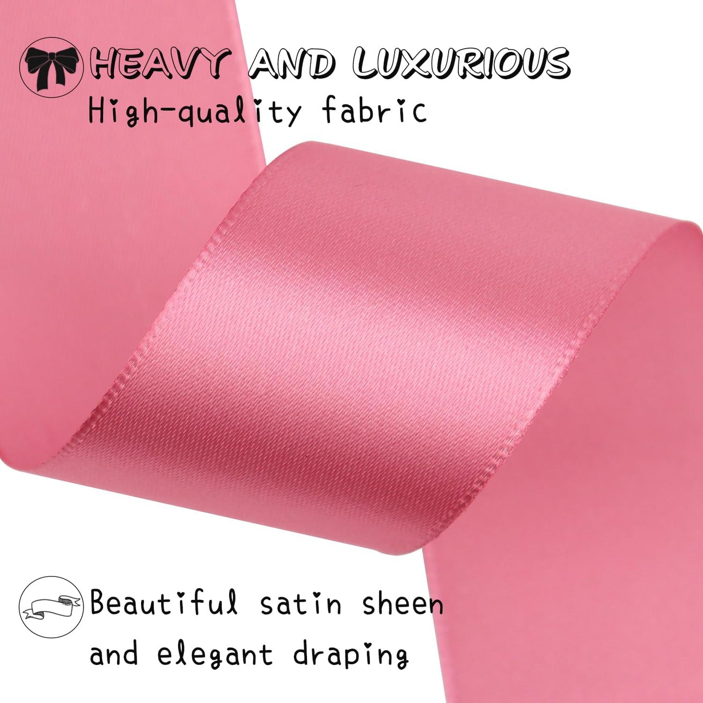 Rose Gold Solid Satin Ribbon 1-1/2 Inch 25 Yards Solid Polyester Fabric Ribbon for Gift Wrapping Wedding Christmas Baby Shower Birthday Party Decoration Handmade Immortal Flower Craft