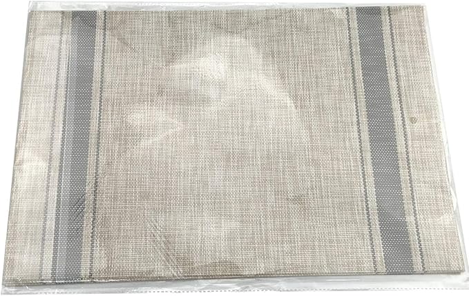 Gugrida Placemats, Placemats PVC Table Mats Woven Vinyl Placemats, Set of 6(Grey Beige)