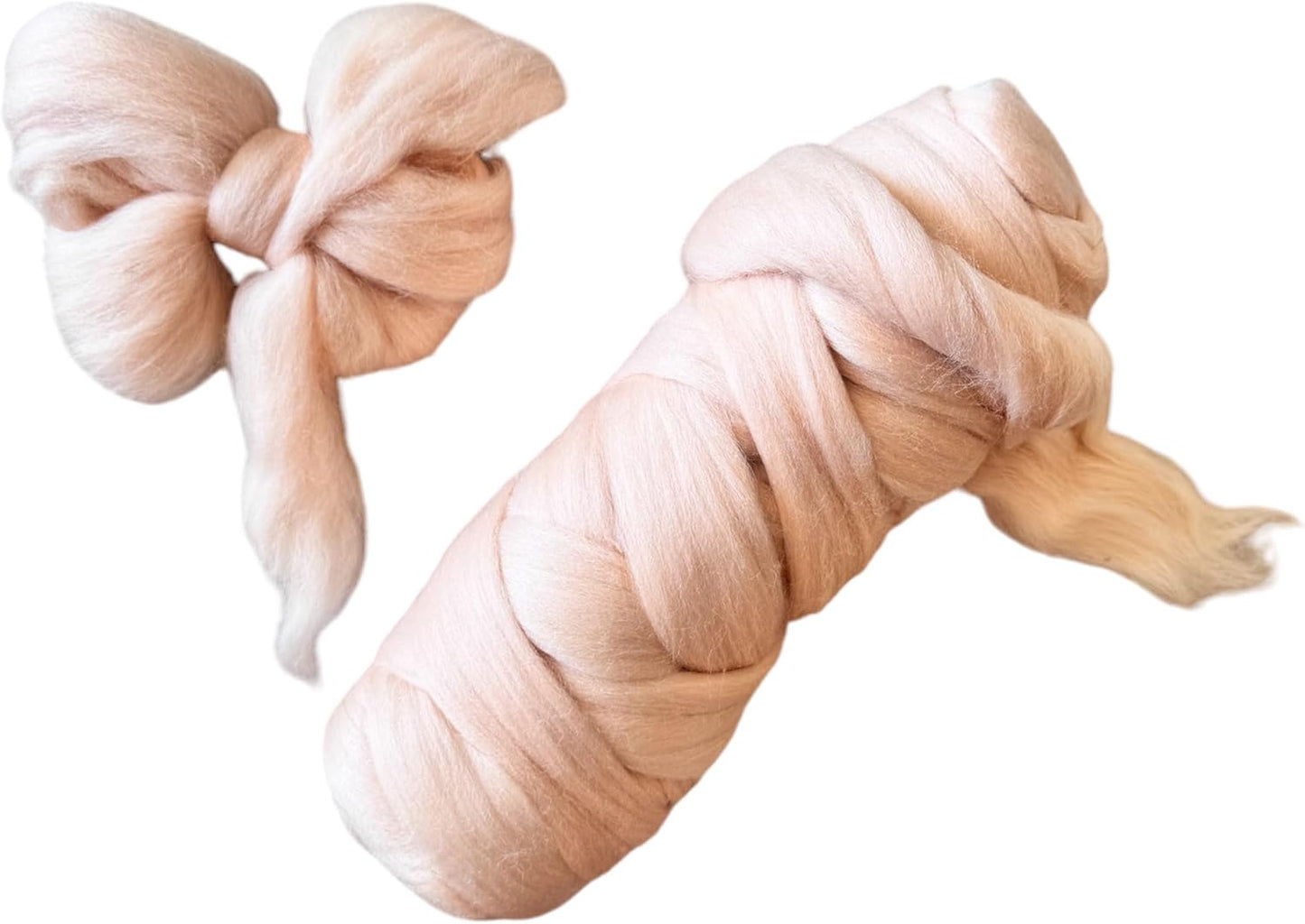 Kondoos Colored Natural Wool roving, 8 OZ. Best Wool for Needle Felting, Wet Felting, handcrafts and Spinning. (Nude Pink, 8 oz)