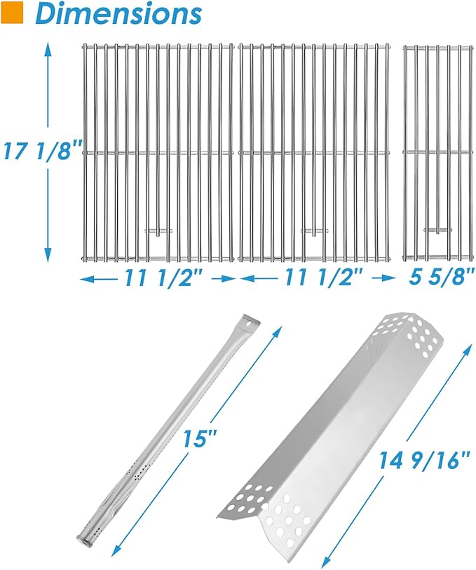 Replacement Parts Kit for Nexgrill Evolution Infrared Plus 5-Burner 720-0882A 720-0882AE 730-0882 730-0882AE, Heat Shield and Burner Kit for Nexgrill Replacement Parts 5 Burner