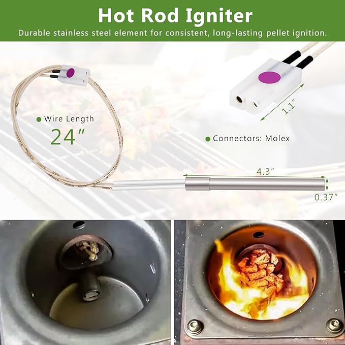 Wood Pellet Grill Parts Replacement for Traeger & Pit Boss, Auger Motor, Grill Induction Fan Kit, Fire Burn Pot, Hot Rod Ignitor with Fuse