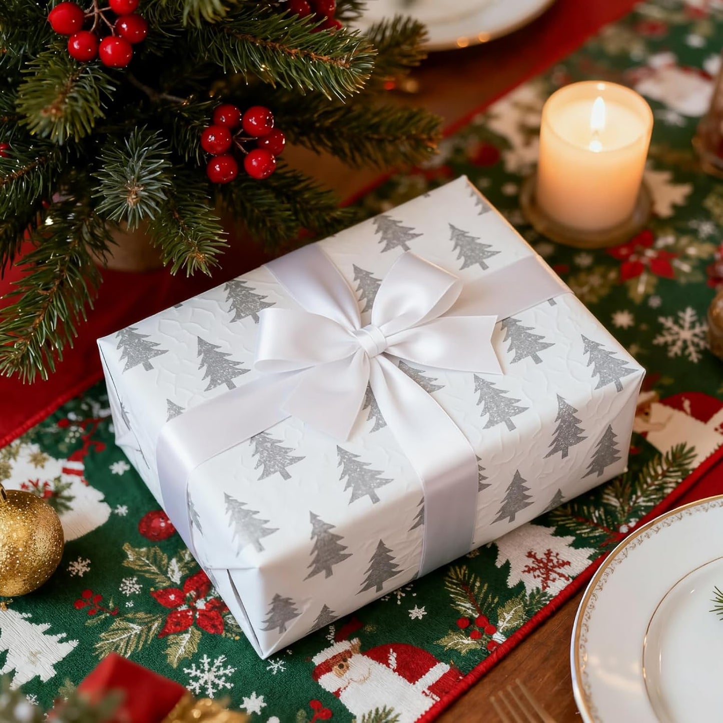 1-1/2 Inch 25 Yards Satin Ribbon White, Solid Color Fabric Ribbon for Gift Wrapping, Wedding, Polyester Gift Ribbon for Birthday Party Decoration, Craft, Hair, Floral, Sewing