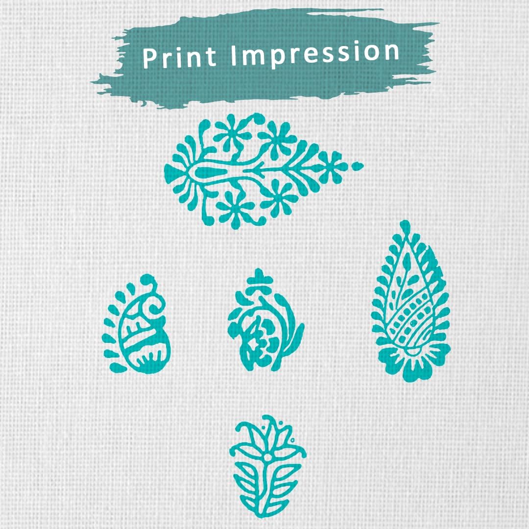 Small Floral Design Pottery Stamps - Indian Wooden Printing Stamps for Block Printing/Craft Card Making/Scrapbook/Clay Set of 5 | Hashcart®