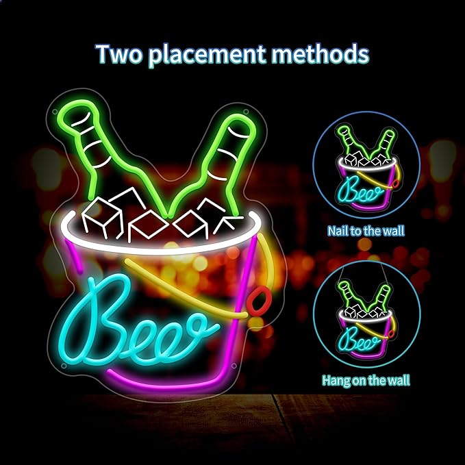 Beer Neon Sign for Wall Decor Dimmable Beer Neon Signs Bar Led Sign for Man Cave Light Up Sign for Bedroom Home Bar Shop Pub Bistro Party Hotel Game Room Decor Gifts
