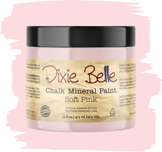 Dixie Belle Paint Company Chalk Finish Furniture Paint - Soft Pink (16oz) - Matte Dainty Pink Chic Chalk Mineral DIY Furniture Paint