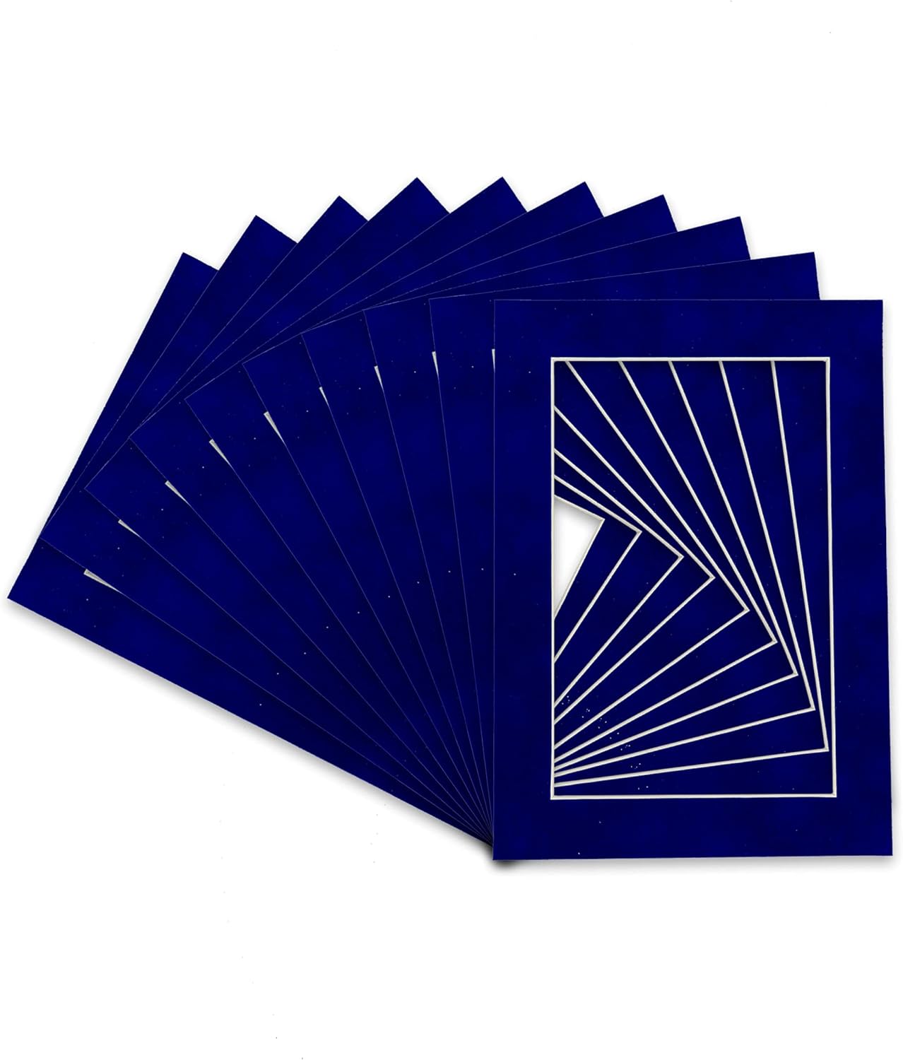 Pack of TEN 11x14 Mats Bevel Cut for 8.5x11 Photos - Acid Free Royal Blue Suede Precut Matboards For Pictures, Photos, Framing - 4-ply Thickness