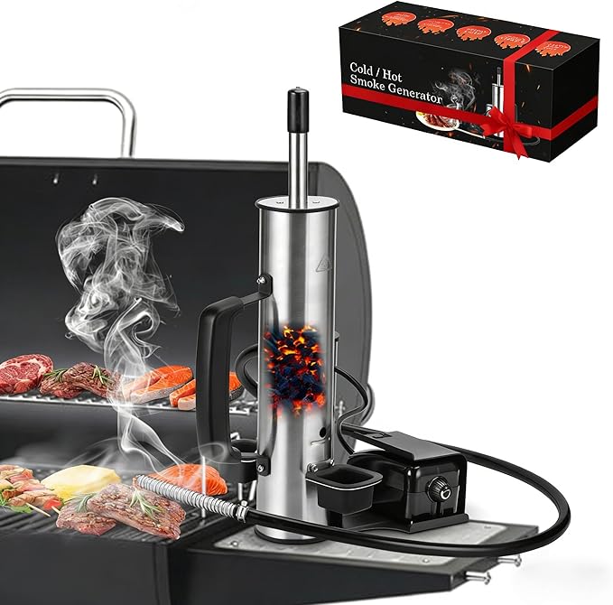 2025 Portable Electric Smoke Generator, Adjustable Smoke Control & Fits 99% Pellet Smokers & Grills, Cold/Hot Smoking Modes for Meats, Salmon & Cheeses – Great Christmas Gift Idea for Smoke Lovers