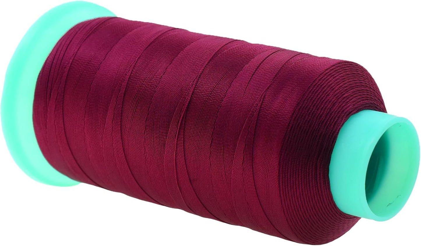 Mandala Crafts Bonded Nylon Thread Burgundy Heavy Duty Sewing Threads - 1100 YDs Size 92 280D T90 Tex 90 Thread for Leather Jeans Weaving Outdoor Marine Upholstery Threads