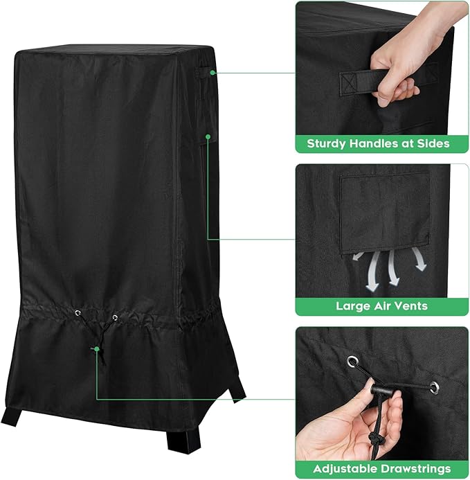 30-inch Waterproof Smoker Cover fits for Masterbuilt/East Oak and Most 30-inch Vertical Smoker Models with or Without Legs, Foldable Skirt,25.5"x 25.5" x 41.5",Heavy Duty 600D Polyester