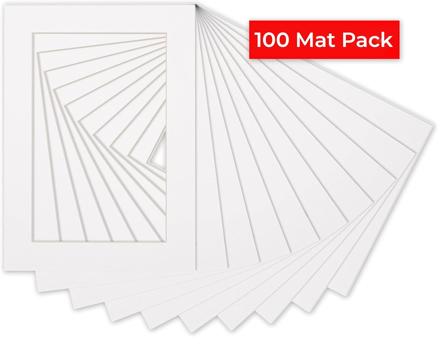 5x7 Mat for 8.5x11 Frame - Precut Mat Board Acid-Free White 5x7 Photo Matte Made to Fit a 8.5x11 Picture Frame, Premium Matboard for Family Photos, Show Kits, Art, Picture Framing, Pack of 100 Mats