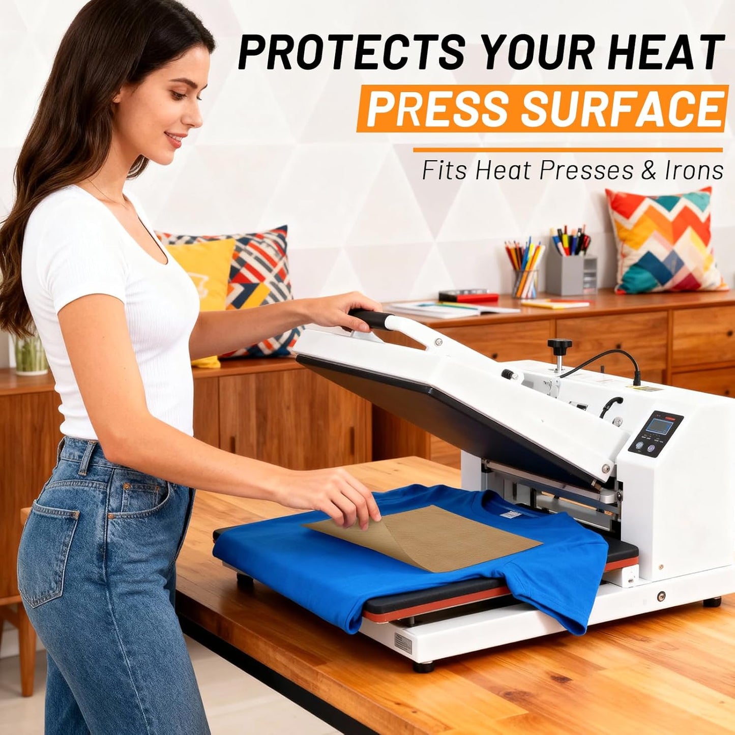 Svaldo Teflon Sheets for Heat Press 16x24, 3 Pack, Heat Press Paper for T Shirts, Hat, Reusable Non Stick PTFE Teflon Sheet, Iron Transfer Paper for Sublimation Machine, Craft & Baking