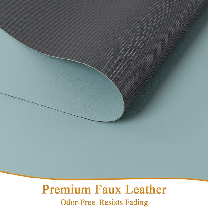 SHACOS Placemats Set of 6 Faux Leather Waterproof Leakproof Wipeable PU Non-Slip Vinyl Place Mats Heat Resistant Table Mats for Kitchen Dining Table Indoor Outdoor, Pale Green