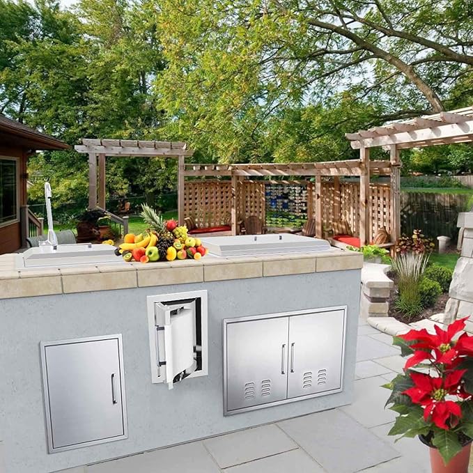 Stainless Steel Paper Towel Holder Drawer 17W11.25H8.75D Works with Your Grilling or Prep Zones for Easy & Quick Cleanup