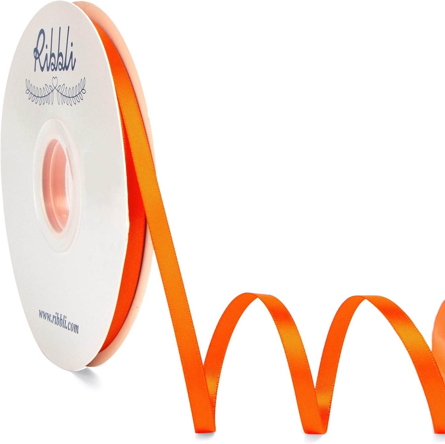 Ribbli Torrid Orange Satin Ribbon,Double Faced Satin 1/4 inch x Continuous 50 Yards,Torrid Orange Ribbon Use for Bows Bouquet,Gift Wrapping,Wedding Decoration,Floral Arrangement