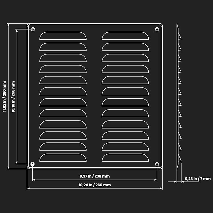 Repa Market 10" x 11" White Steel Vent Cover – Wall & Ceiling Air Return Grille with Mesh Screen – HVAC Intake & Exhaust Register – Durable Metal Duct Cover for Indoor or Outdoor Ventilation Systems