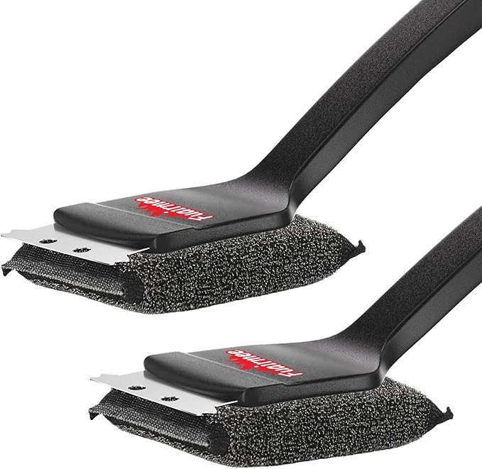 2PCS Bristle Free Grill Brush with Scraper, Efficient Cleaning, Safe Grill Accessories for Weber Gas/Stainless Steel Grates/Charcoal Grill, Gift for Dad