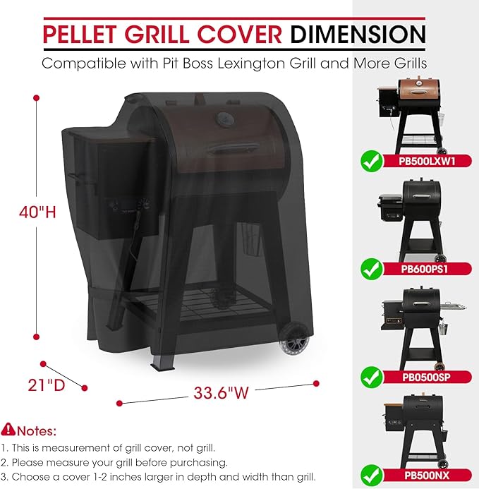 Unicook Pellet Grill Cover for Pit Boss Lexington 500, 540, Pro 600 and Tailgater, Outdoor Waterproof Wood Pellet BBQ Smoker Cover, All Weather Protection