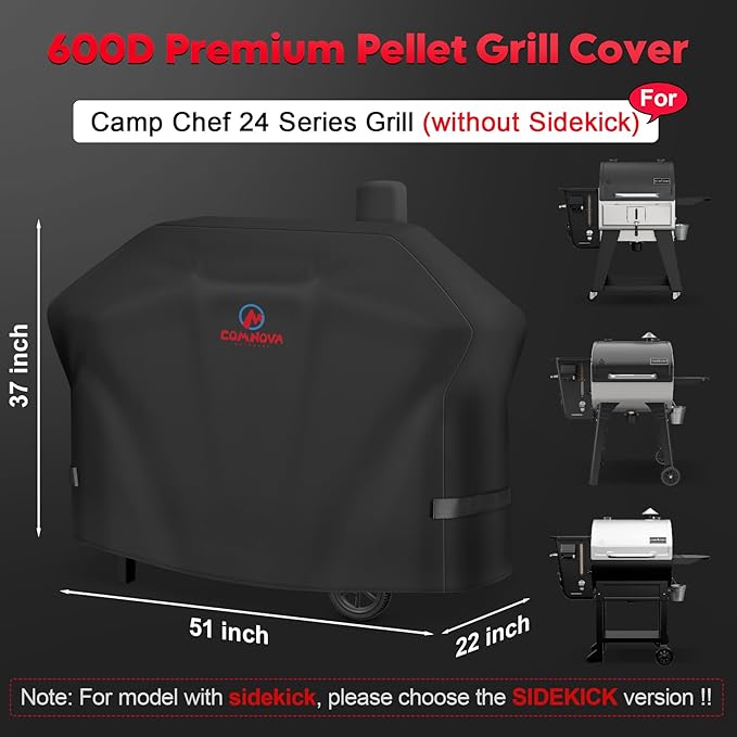 Comnova Pellet Grill Cover for Camp Chef 24 Series - 600D Premium Smoker Cover Waterproof & Heavy Duty for Camp Chef Woodwind 24, Woodwind Pro 24, PG24, PG24WWSB, SmokePro SG24, DLX 24, and More