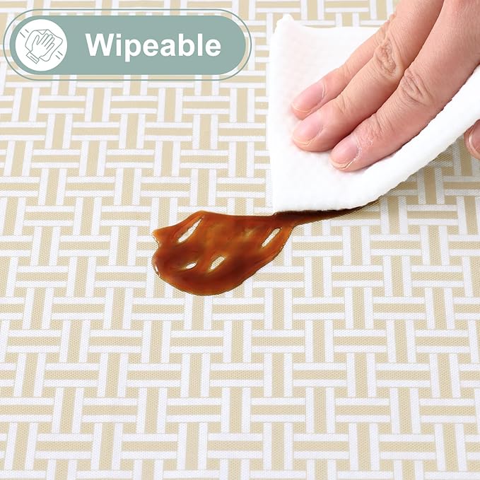 misaya Rectangle Waterproof Vinyl Table Cloth, Plastic Tablecloth with Flannel Backing, Wipeable Table Cover for Dinner, Picnic, Indoor and Outdoor (Weave Patternd, 60" x 120")