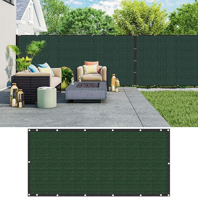 LITA 6' x 10' Garden Privacy Fence Screen Cover (HDPE) UV Protection Weather-Resistant Heavy Duty Shade Cover for Deck, Patio, Backyard, Outdoor Pool, Porch, Railing, Dark Green, Customizable